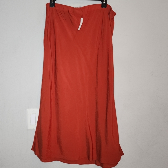 NWT Madewell Orange Clay Layton Pull On Midi Slip Skirt Size 12 - Picture 14 of 15